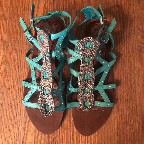 Gianni Bini Shoes - Gianni Bini turquoise embellished gladiator sandal Gianni Bini Shoes - Gianni Bini turquoise embellished gladiator sandal